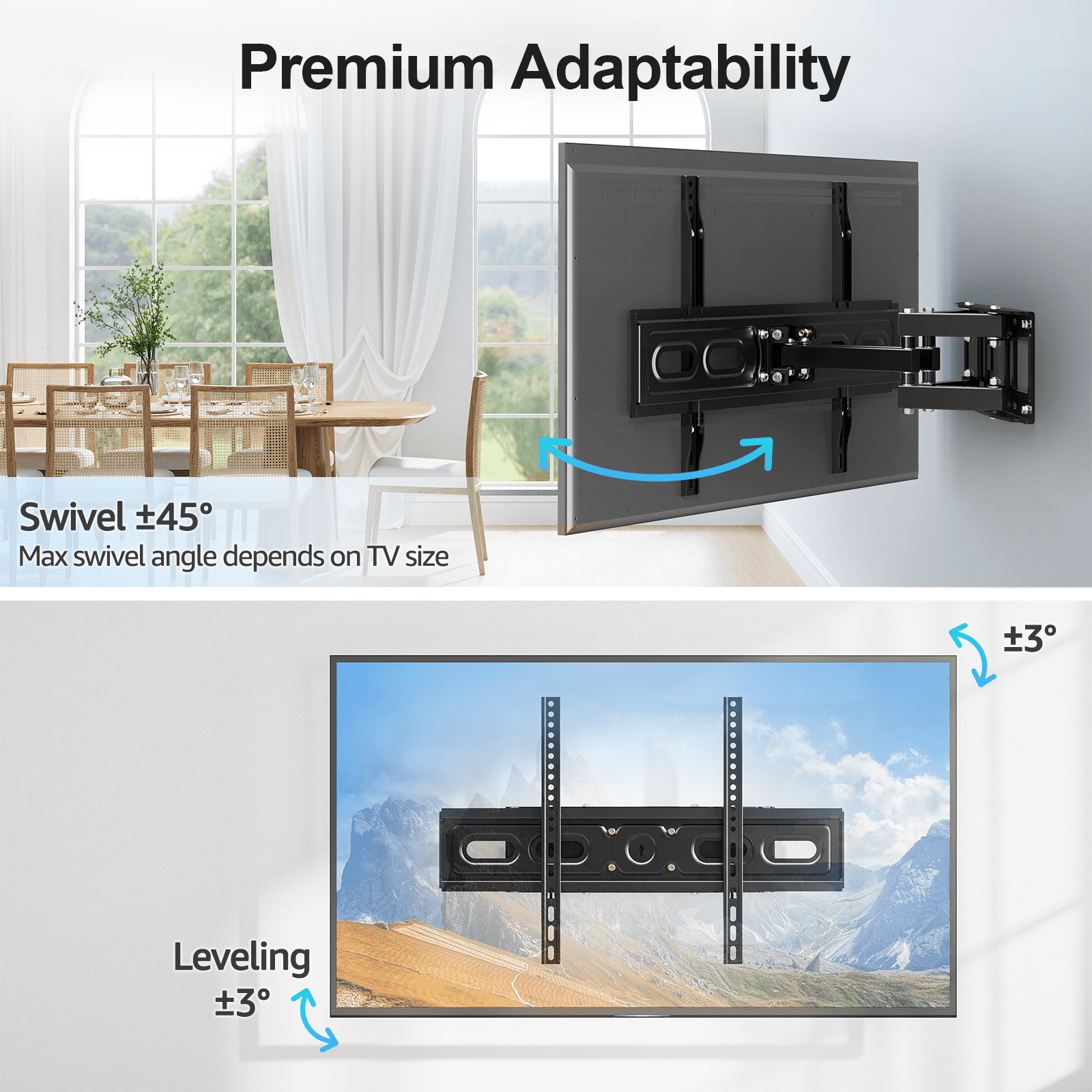 HOMOUNT Full Motion TV Wall Mount for 37-75 Inch TVs, Holds up to 99lbs, Wall Mount Bracket Max VESA 600x400mm, Fit 12" 16" Wood Stud