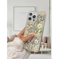 thumbnail image 6 of for iPhone 11 Bling Glitter Diamond Case,Women Girls Luxury Crystal Rhinestone Shiny Flowers Pearl Protective Cover Case for iPhone 11 6.1 inch,Pink Floral, 6 of 14