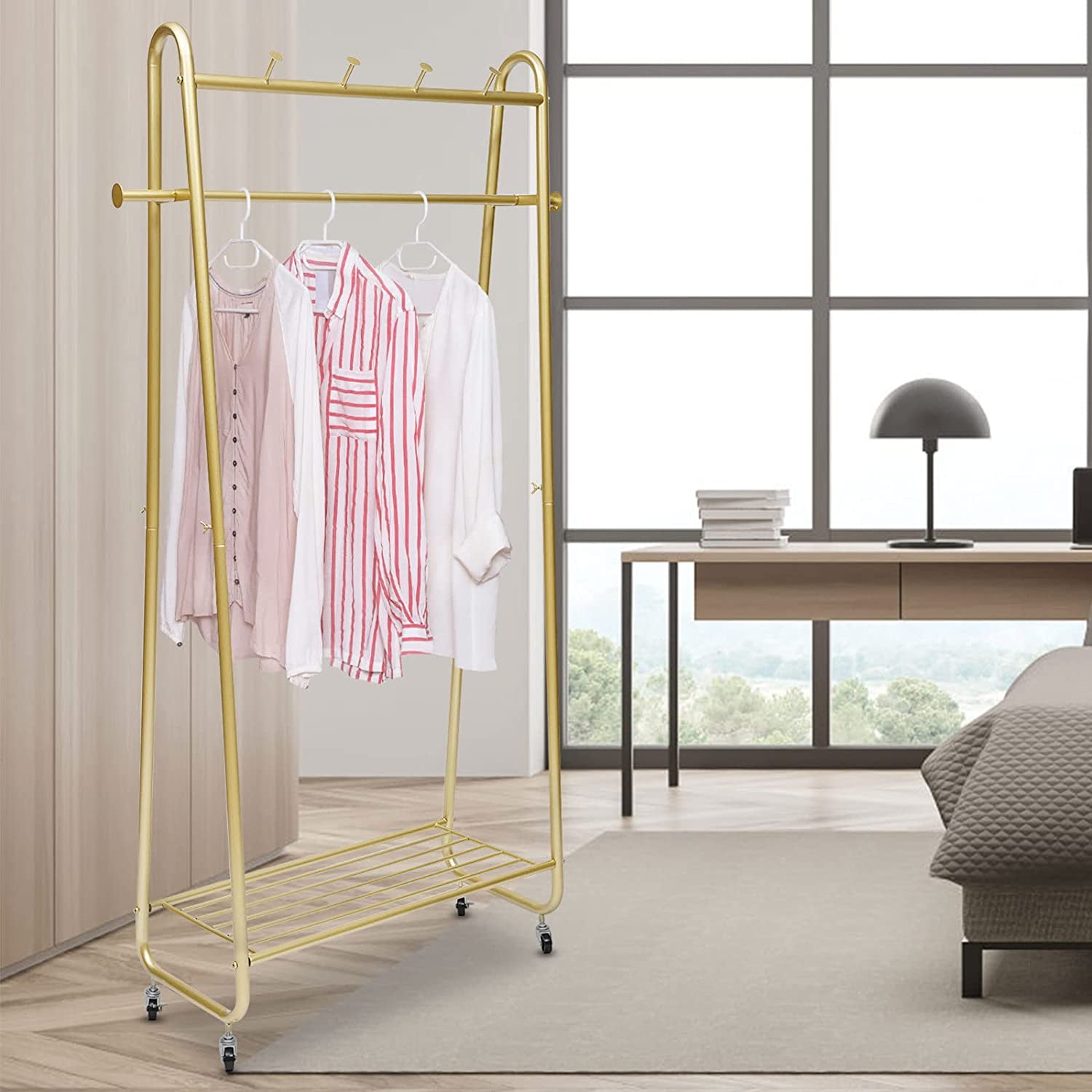 Buy Aohuada Industrial Pipe Rolling Clothing Rack Garment Rack Garment