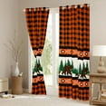 thumbnail image 3 of Manfei Jungle Bear Pine Black Out Curtains,Rustic Western Aztec Curtains Pack of 2 (42x63 Each),Orange Black Grid Bedroom Curtains For Boy,Microfiber Bedroom Decor, 3 of 6
