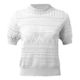 thumbnail image 4 of Womens Tops Womens Short Sleeve Crew Neck Lightweight Knit Sweater Blouse Trendy, 4 of 5