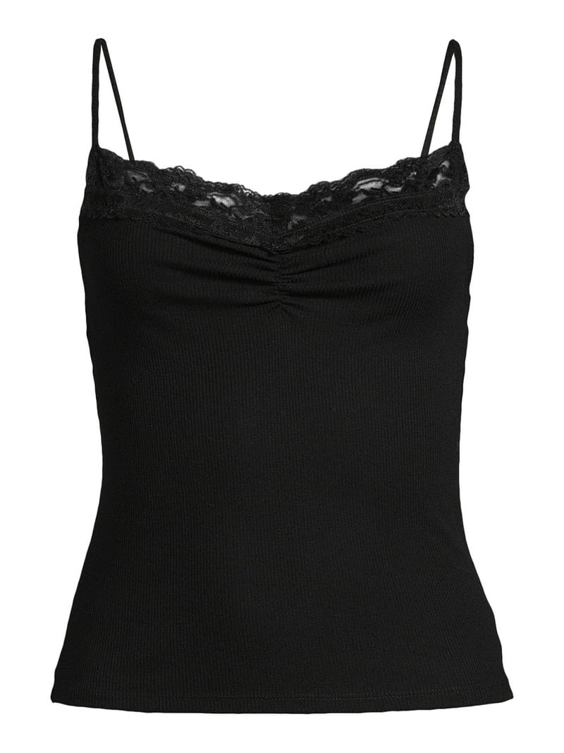 トップス Andmary Shirring ribbon camisole black F ANDMARY】Shirring ribbon camisole