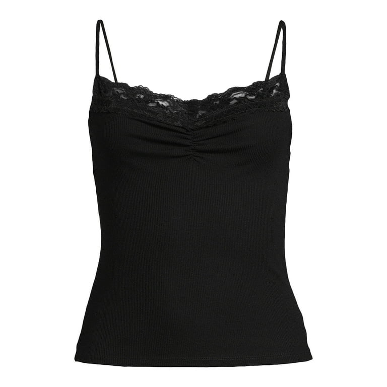 トップス Andmary Shirring ribbon camisole black F ANDMARY】Shirring ribbon camisole