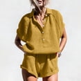 thumbnail image 2 of TAGOLD Womens Summer Jumpsuit Half Button Short Sleeve Top Pocket Shorts Soft Loungewear, 2 of 5
