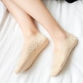 thumbnail image 3 of Calcetines náuticos invisibles antideslizantes de silicona con encaje de boca baja de color caramelo, calcetines cortos de seda helada con encaje para mujer, 3 of 6