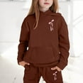 thumbnail image 2 of Tween Girls Outfits Sets Hoodie Pants Kids Casual Letter Print Sweatshirt Joggers Comfy Two Piece Winter Fall Girls Clothes Brown Size 10-11T, 2 of 4