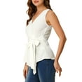 thumbnail image 4 of INSPIRE CHIC Hauts d'Été Sans Manches à Encolure en V Portefeuille à Taille Nouée pour Femmes, 4 of 6