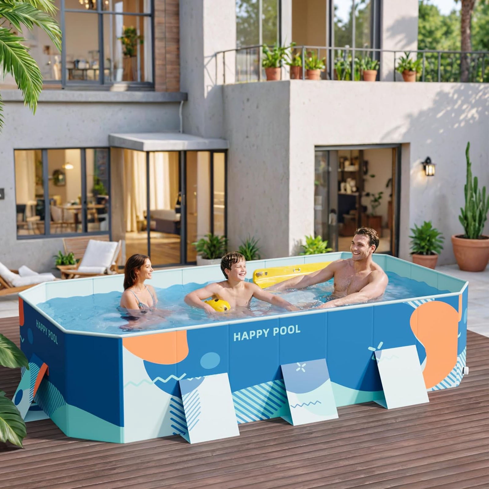 Beuway 113"Foldable Swimming Pool for 1-6 People,Non-Inflatable Above Ground Pool for Adult Kid(Blue)