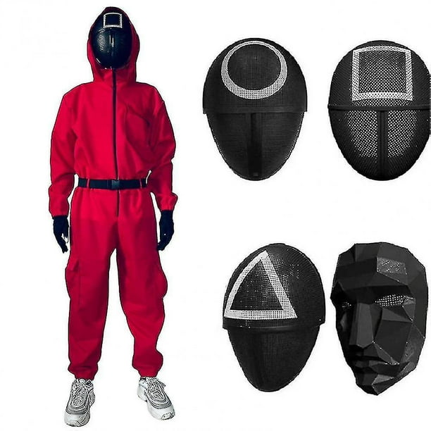 Disfraz de juego de calamar unisex Mono + Máscara de juego de calamar Traje de Halloween Gifts_y A