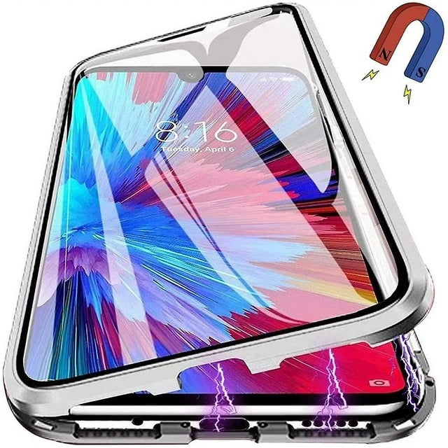 Étui de Téléphone Magnétique en Verre Trempé Double Face Compatible avec Samsung Galaxy Note 10 360, Couverture de Protection Complète