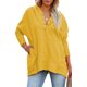 thumbnail image 2 of ABPHQTO Sudadera con capucha henley amarilla con bolsillos y manga murciélago para mujer, 2 of 5