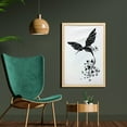 thumbnail image 2 of Black and White Wall Art with Frame, Hummingbird with Hearts Tail and Swirled Feathers Monochrome Animal, Printed Fabric Poster for Bathroom Living Room, 23" x 35", Black and White, by Ambesonne, 2 of 2