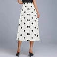 thumbnail image 4 of WTOBBY Women's Summer Casual Vintage Polka Dot Midi Skirt with Concealed Pockets, Flowy A-Line Large Swing Beach Skirt Drape Design for Retro Styling,White L, 4 of 5