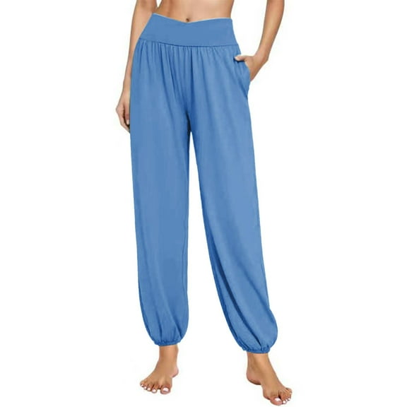 qolati Womens Yoga Sweatpants Lightweight Joggers Loose Casual Palazzo Pants Comfy Stretch Running Workout Lounge Pants with Pockets