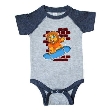 

Inktastic Skateboarding Lion Cute Skater Gift Baby Boy or Baby Girl Bodysuit