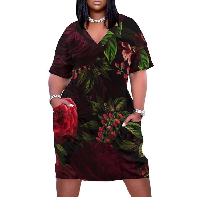 Vestido largo holgado para mujer ropa de noche mística Botanical jardín nocturno VI bolsillo tendencia