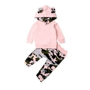 Faithtur Baby's Two-piece Suit, Camouflage Long Sleeve Hooded Sweater and Pants
