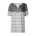thumbnail image 4 of ALLLIST Gray Womens Spring Tops V-Neck Floral Button Short Sleeve T-Shirts Ladies Tops and Blouses M, 4 of 5