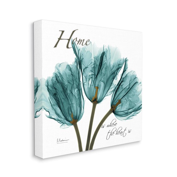 Stupell Industries Unique Blue Tulips Silhouette Home Is Where Quote Canvas Wall Art by Albert Koetsier
