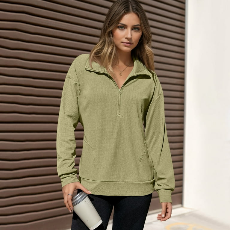 BDPORKAS Zip Up Hoodie Women Waffle Knit Oversized Sweatshirt