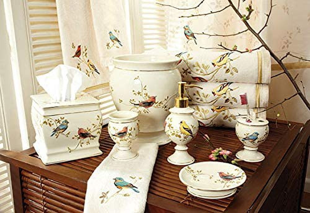 Avanti Gilded Birds Wastebasket