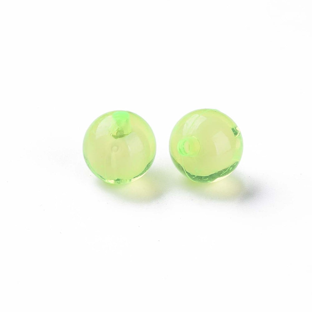 500gs Transparent Acrylic Beads Bead in Bead Round Lawn Green 11.5x11mm Hole: 2mm about 520pcs/500g