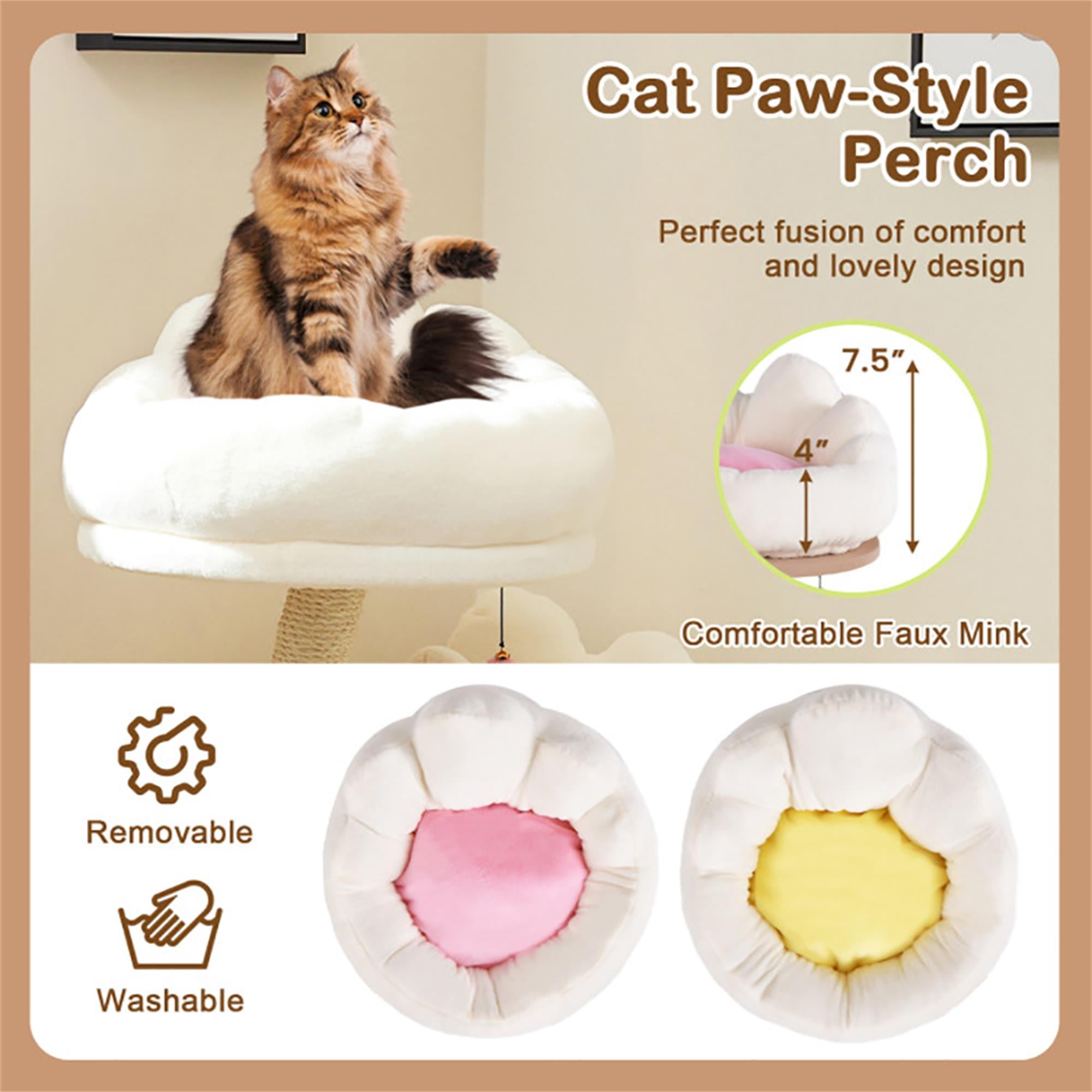 Kadyn 33" Small Cat Tree Tower with Cat Scratching Post for Indoor Cats, Featuring with Cat Condo and Cozy Perch for Kittens and Cats, White