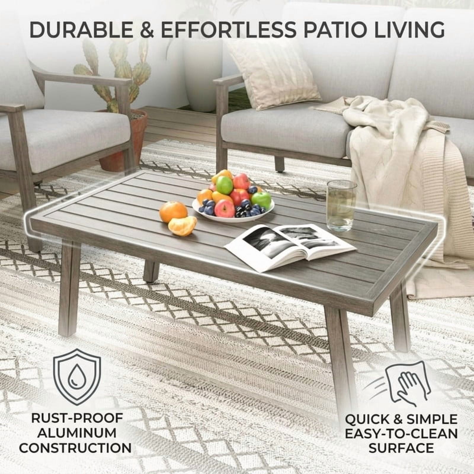 4Pcs Outdoor Conversation Sets with 2 Armchairs, 1 Loveseat & 1 Coffee Table, Patio Sectional Chat Set