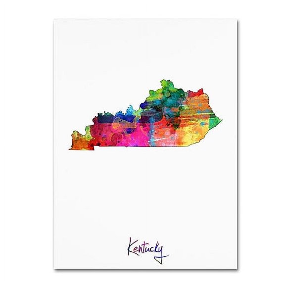 Trademark Fine Art "Kentucky Map" Canvas Art by Michael Tompsett