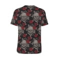 thumbnail image 2 of Daiia Skull and Red Roses Mens Baseball Jersey Button Down Shirts Short Sleeve Sports Uniforms-Medium, 2 of 9