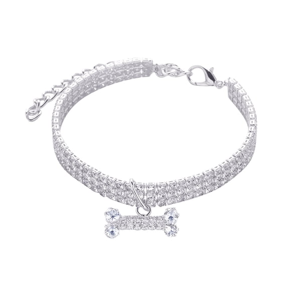 Pet Collars Elegant Dog Rhinestone Bone Necklace Adjustable for Small Medium Large Dogs for Boys and Girls