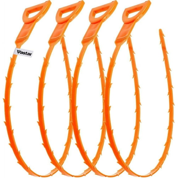 4 Pack 25 Inch Drain Snake Hair Drain Clog Remover Cleaning Tool