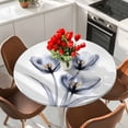 thumbnail image 2 of Light Grey Tulip Round Tablecloth 45-54 Inch Round Fitted Table Cloth with Elastic Edge, Rustic Elegant Floral Botanical Waterproof Table Cover Protector for Outdoor Picnic Party Dining, 2 of 6