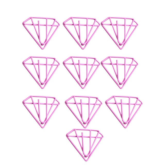 SHISUYAN 15Pcs Delicate Diamond Shape Paper Clips Creative File Clamps Office Stationery School Supplies Pink