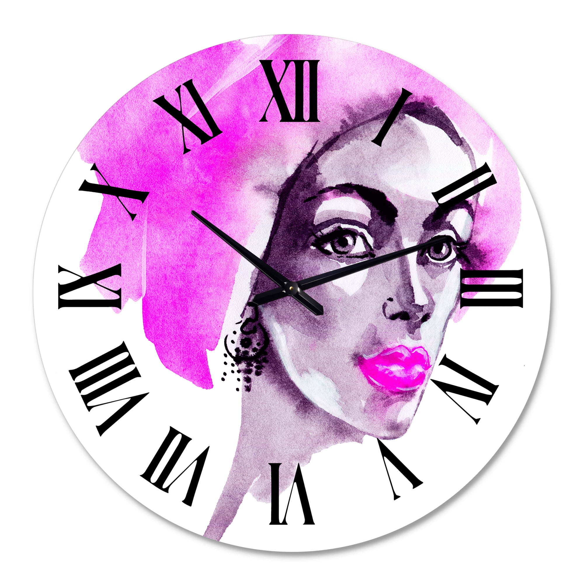 Designart 'Afro American Woman Fashion Portrait' Modern Wall Clock