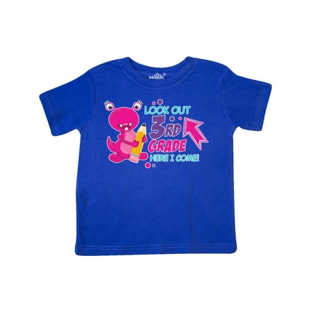 

Inktastic Look out 3rd Grade Here I Come with Cute Pink Monster Gift Toddler Boy or Toddler Girl T-Shirt