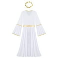 thumbnail image 6 of TiaoBug Womens Ancient Greek Queen Roman Gold Trim Dress Robe with Headwear White XXL, 6 of 7