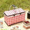 thumbnail image 3 of XIAOLE Insulated Picnic Basket, 30L Foldable Insulated Grocery Picnic Travel Shopping Bag, Strong Aluminum Frame Waterproof Lining Collapsible Design for Easy Storage Camping, Picnicking, 3 of 9