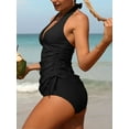 thumbnail image 4 of Charmo Womens Halter V Neck Tankini Bathing Suits Side Drawstring Two Piece Swimsuits, 4 of 6