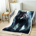 thumbnail image 2 of Wolf Blanket Adults,3D Animal Print Wolf Throw Blanket Gothic Home Decor,Hunting Safari Fleece Blanket Lightning Fuzzy Blanket 50"x60", 2 of 5
