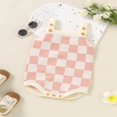 thumbnail image 2 of OUSITAID Infant Baby Girl Knitted Jumpsuit Casual Summer Checkerboard Print Sleeveless Rompers, 2 of 7