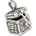 thumbnail image 1 of Sterling Silver 24" 1.2mm Box Chain 3D Prayer Box Pendant Necklace Leaf Design, 1 of 2