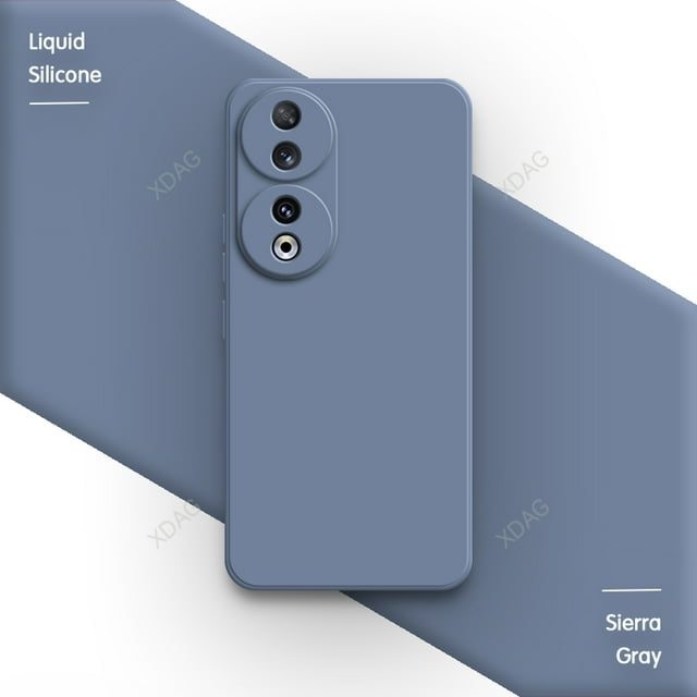 Camera Protection Back Cover for Honor 90 Pro Honor90 90Pro 5G Soft Square Liquid Silicone Funda Original Shockproof Luxury Case Sierra Gray Honor 90 Pro