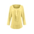 thumbnail image 4 of GZWYHT Cotton Linen Shirts For Women，Womens Boho Tops Lightweight Summer Tops Plus Size Tops Linen Summer Tops Womens Gauze Tops And Blouses Peasant Tops For Women Yellow M, 4 of 5