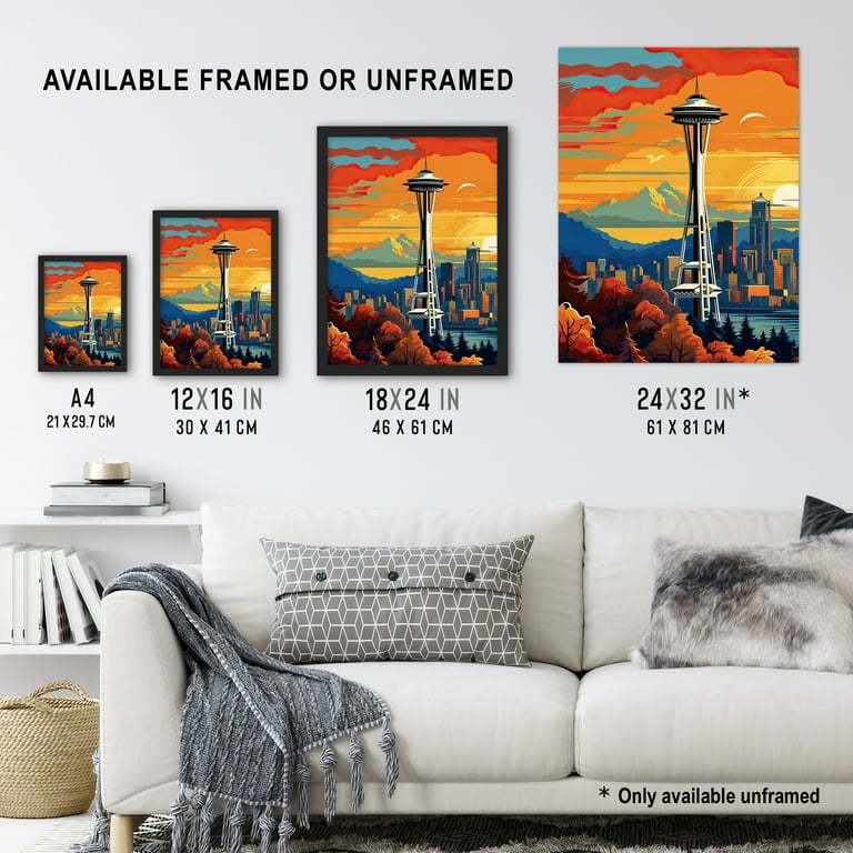 Wall Art 18X24 Space Inch Paper Funky Print Painting Needle The Large Seattle Poster Thick Washington Modern