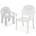 thumbnail image 1 of Gymax Set Of 4 Patio Cast Aluminum Armrest Chairs Dining Stackable Outdoor White, 1 of 6