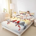 thumbnail image 4 of Manfei Merry Christmas Full Size Sheets,Wild Cardinal Birds Bed Sheets,Rustic Xmas Red Berry Sheet Sets For Men Women,Breathable Home Decor,4pcs, 4 of 7