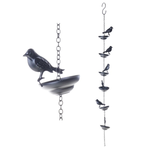 Handmade Rainwater Catcher Chain With Hummingbird Motifs For Garden Downspout Decoration And Efficient Drainage