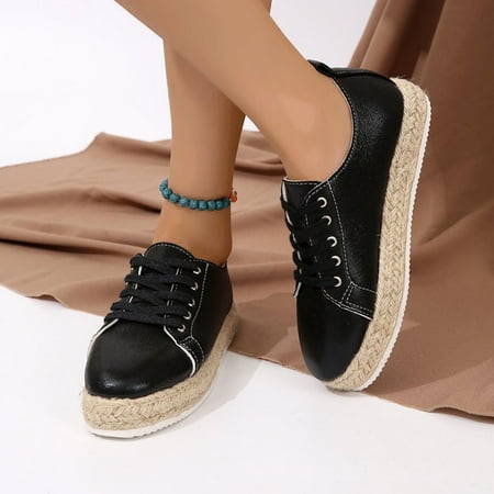 

Josdec Womens Shoes Clearance Thick Bottomed Breathable Flat Bottomed Round Toe Board Shoes