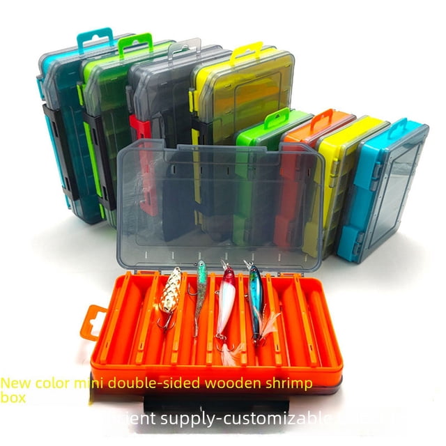 Caja de camarones de madera de doble cara, caja Luya, caja de almacenamiento de cebo falso Mino, accesorios para equipo de pesca, caja de herramientas, caja de cebo Luya para pesca